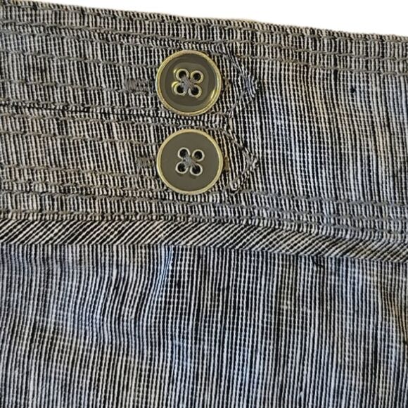 Larry Levine Petite Black & White Stripe Linen Stretch Cropped Pants Size 14P - Picture 6 of 13